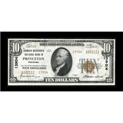 Princeton, WI - $10 1929 Ty. 2 Farmers-Merchants