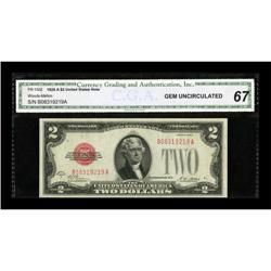Fr. 1502 $2 1928A Legal Tender Note. CGA Gem