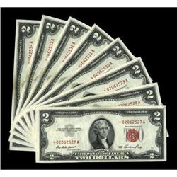 Fr. 1509* $2 1953 Legal Tender Notes. Eight