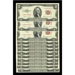 Fr. 1511* $2 1953B Legal Tender Notes. Twelve