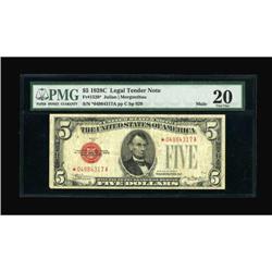 Fr. 1528* $5 1928C Mule Legal Tender Note. PMG
