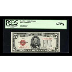 Fr. 1531* $5 1928F Legal Tender Note. PCGS Gem