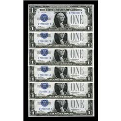 Six Consecutive Fr. 1600 $1 1928 Silver