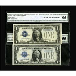 Fr. 1601 $1 1928A Silver Certificates. Two