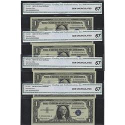 Fr. 1621 $1 1957B Silver Certificates. Four