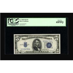 Fr. 1650 $5 1934 Mule Silver Certificate. PCGS