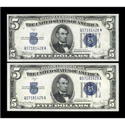 Fr. 1653/1654 $5 1934C/1934D Silver