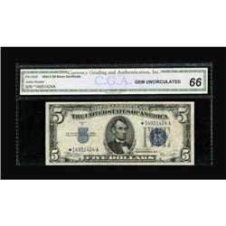 Fr. 1653* $5 1934C Silver Certificate. CGA Gem