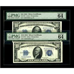 Fr. 1701 $10 1934 Silver Certificates. Two