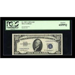 Fr. 1707* $10 1953A Silver Certificate. PCGS Gem