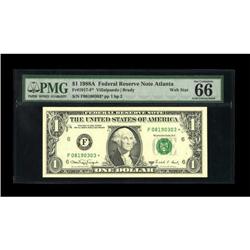 Fr. 1917-F* $1 1988A Federal Reserve Note. PMG