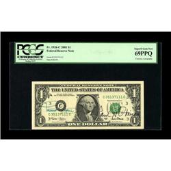 Fr. 1926-C $1 2001 Federal Reserve Note. PCGS
