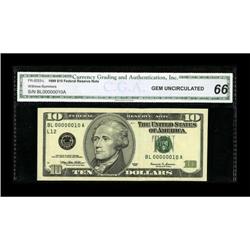 Fr. 2033-L $10 1999 Federal Reserve Note. CGA