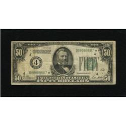 Fr. 2100-D* $50 1928 Federal Reserve Note. Very
