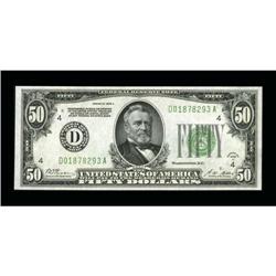 Fr. 2101-D $50 1928A Federal Reserve Note. Very