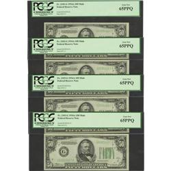 Fr. 2103-G $50 1934A Federal Reserve Notes. Four