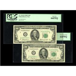 Fr. 2162-B $100 1950E Federal Reserve Notes. Two