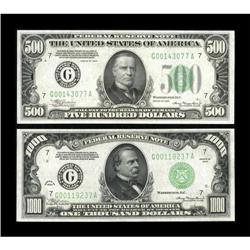 Fr. 2201-G/Fr. 2211-G $500/$1000 1934 Federal