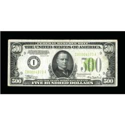 Fr. 2201-I $500 1934 Light Green Seal Federal