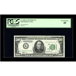 Fr. 2201-K $500 1934 Federal Reserve Note. PCGS