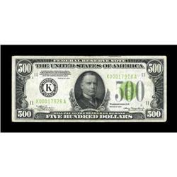 Fr. 2201-K $500 1934 Federal Reserve Note. Very