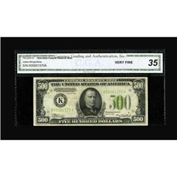 Fr. 2201-K $500 1934 Federal Reserve Note. CGA