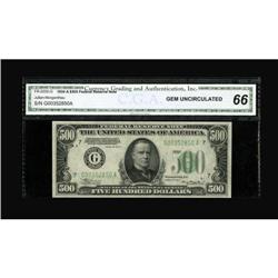 Fr. 2202-G $500 1934A Federal Reserve Note. CGA