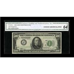 Fr. 2202-J $500 1934A Federal Reserve Note. CGA