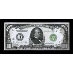 Fr. 2210-H $1000 1928 Federal Reserve Note. Very