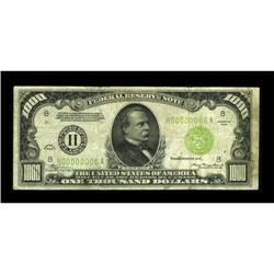 Fr. 2211-H $1000 1934 Light Green Seal Federal
