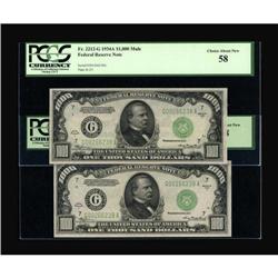 Two Consecutive Fr. 2212-G $1000 1934A Federal