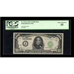 Fr. 2212-J $1000 1934A Federal Reserve Note.