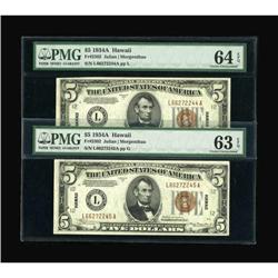 A Consecutive Pair of Fr. 2302 $5 1934A Hawaii