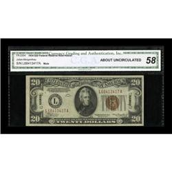 Fr. 2304 $20 1934 Hawaii Federal Reserve Note.
