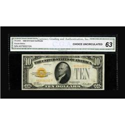 Fr. 2400 $10 1928 Gold Certificate. CGA Choice