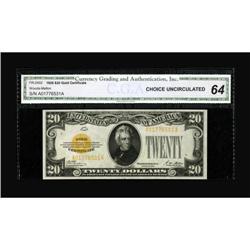 Fr. 2402 $20 1928 Gold Certificate. CGA Choice