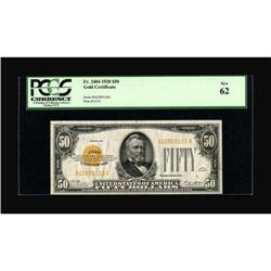 Fr. 2404 $50 1928 Gold Certificate. PCGS New 62.