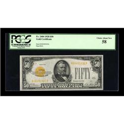 Fr. 2404 $50 1928 Gold Certificate. PCGS Choice