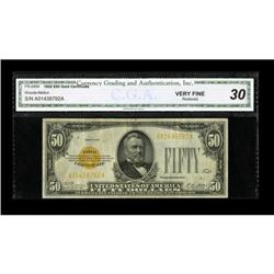 Fr. 2404 $50 1928 Gold Certificate. CGA Very