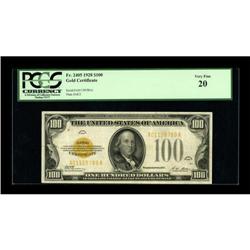 Fr. 2405 $100 1928 Gold Certificate. PCGS Very