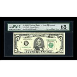 Fr. 1978-E $5 1985 Federal Reserve Note. PMG Gem