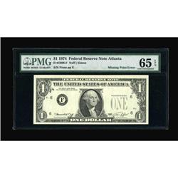 Fr. 1908-F $1 1974 Federal Reserve Note. PMG Gem