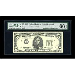 Fr. 1984-E $5 1995 Federal Reserve Note. PMG Gem