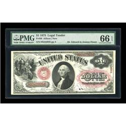 Fr. 20 $1 1875 Legal Tender PMG Gem Uncirculated