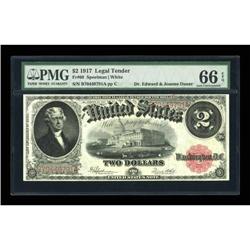 Fr. 60 $2 1917 Legal Tender PMG Gem Uncirculated