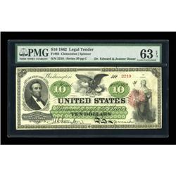 Fr. 93 $10 1862 Legal Tender PMG Choice