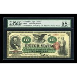 Fr. 95b $10 1863 Legal Tender PMG Choice About