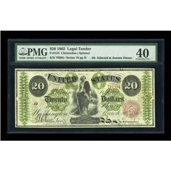Fr. 124 $20 1862 Legal Tender PMG Extremely Fine