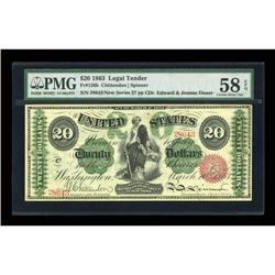Fr. 126b $20 1863 Legal Tender PMG Choice About