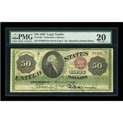 Fr. 150a $50 1863 Legal Tender PMG Very Fine 20.
